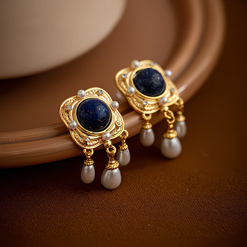 SAPPHIRA | Elegant Royal Blue Pearl Chandelier Earrings