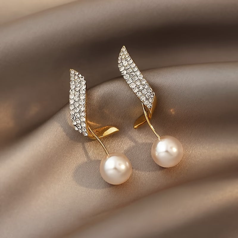 Larkspur Crystal Plume Pearl Earrings