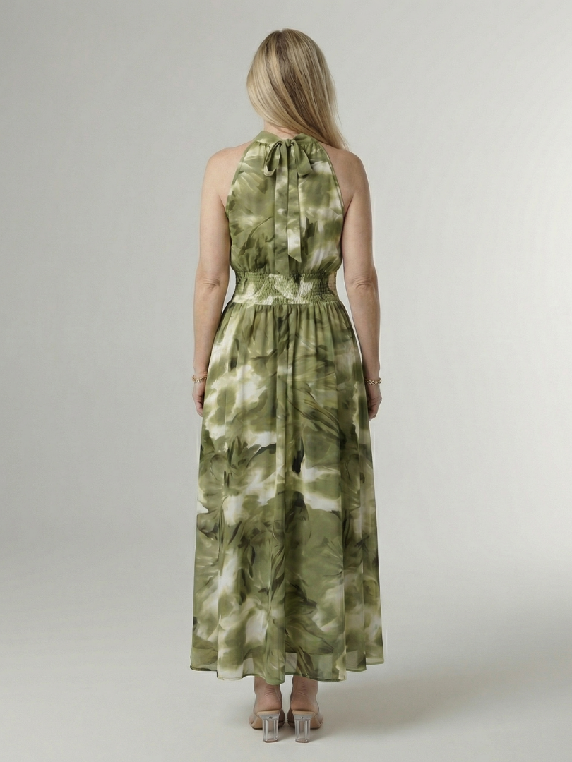 Sylin | Halter Midi Dress with Gathered Design