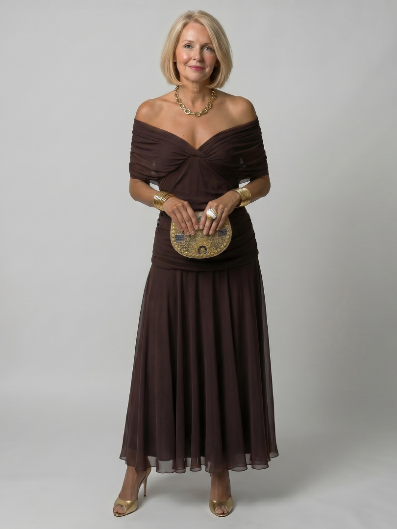 Calen | Off-Shoulder Flowing Midi Dress