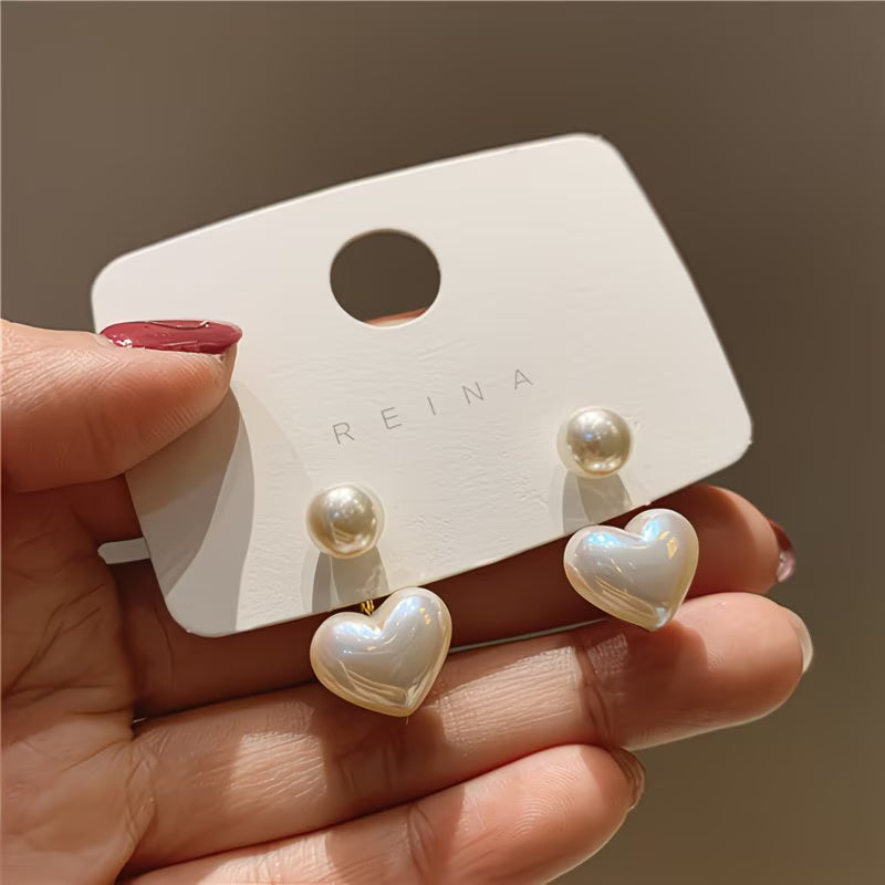 ARABELLA | HEART-SHAPED DOUBLE PEARL EARRINGS