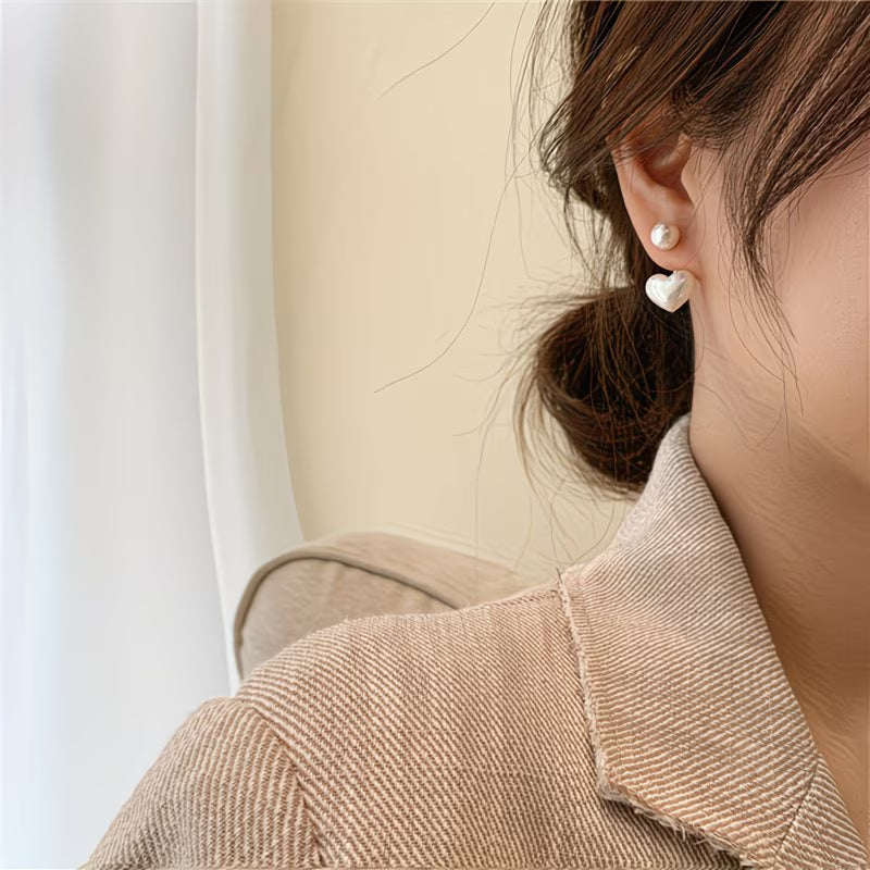 ARABELLA | HEART-SHAPED DOUBLE PEARL EARRINGS