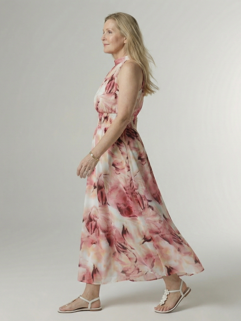 Sylin | Halter Midi Dress with Gathered Design