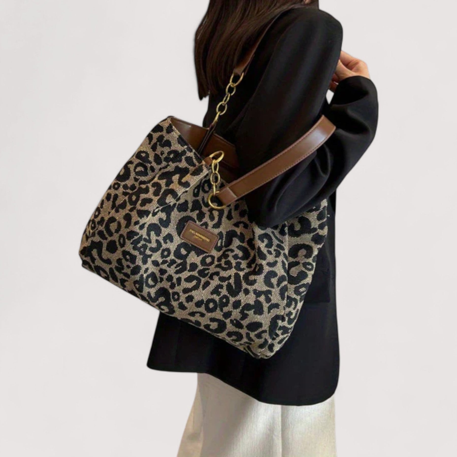Lévrier – Leopard Print Canvas Tote Bag