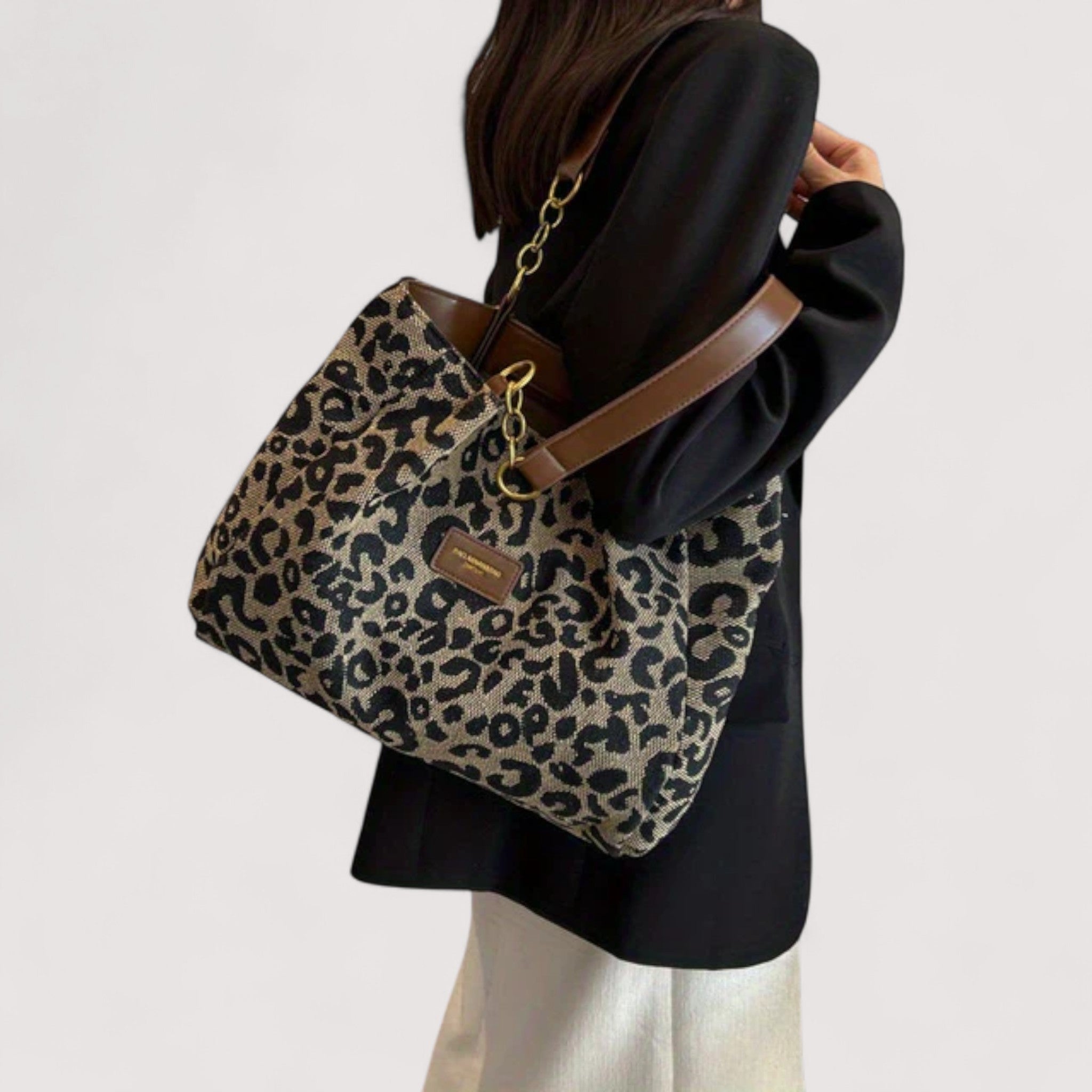 Lévrier – Leopard Print Canvas Tote Bag