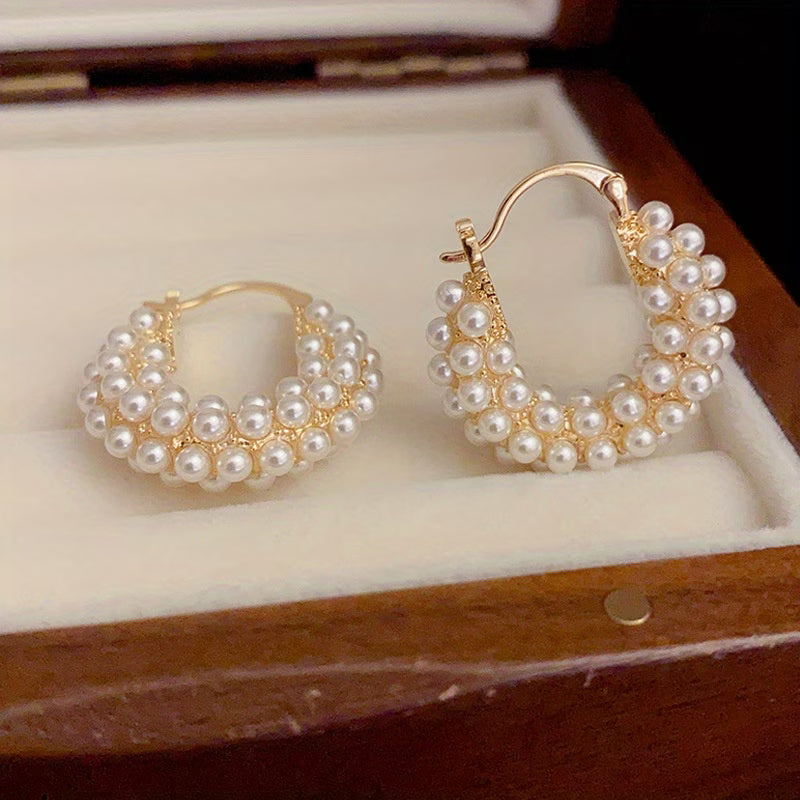 LYANNA | Multi-Layered Pearl Hoop Earrings