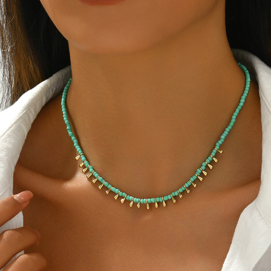 AZURA | Elegant Turquoise and Gold Minimalist Necklace