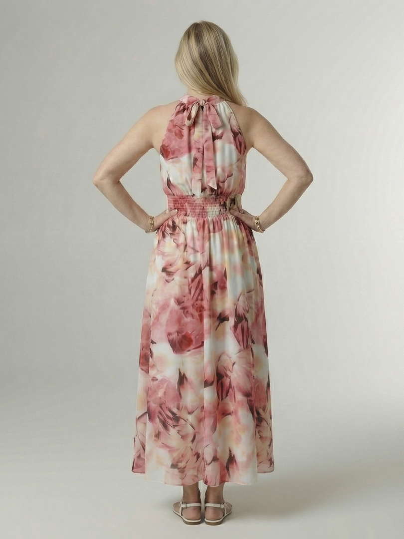 Sylin | Halter Midi Dress with Gathered Design