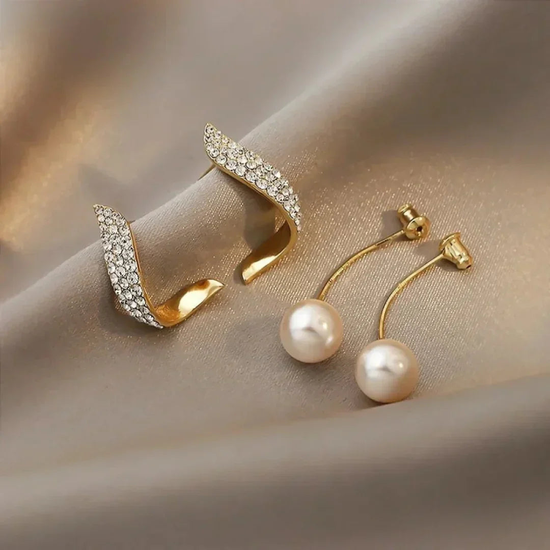 Larkspur Crystal Plume Pearl Earrings