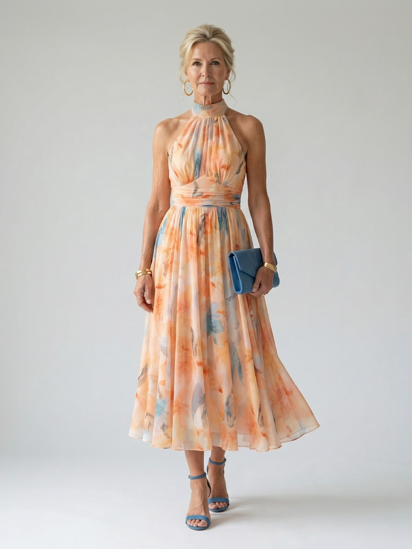 Violet & Grace™ | Elegant Soft Halter Midi Dress
