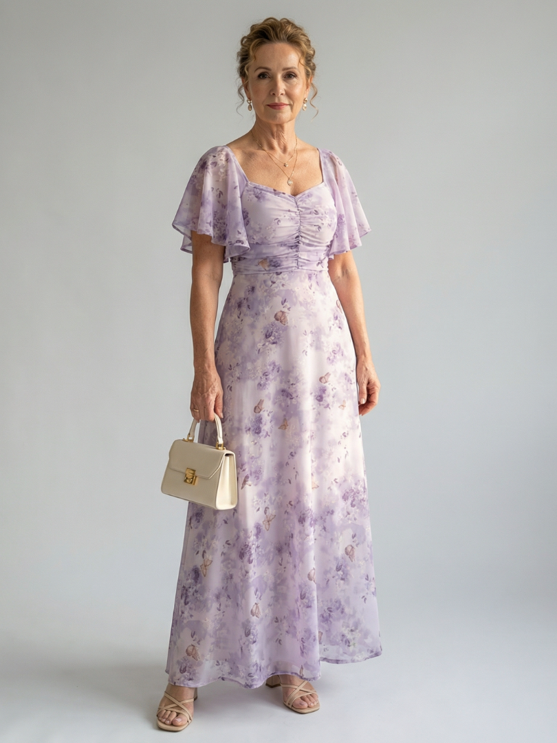 Vaelis | Midi Dress with Flutter Sleeves