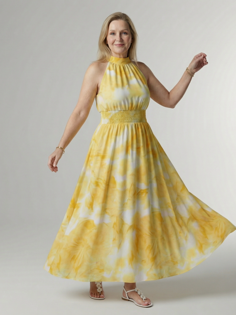 Sylin | Halter Midi Dress with Gathered Design