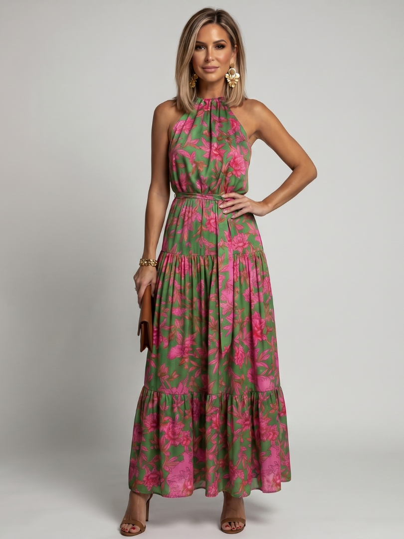 Rowen | Flowing Halter Midi Dress