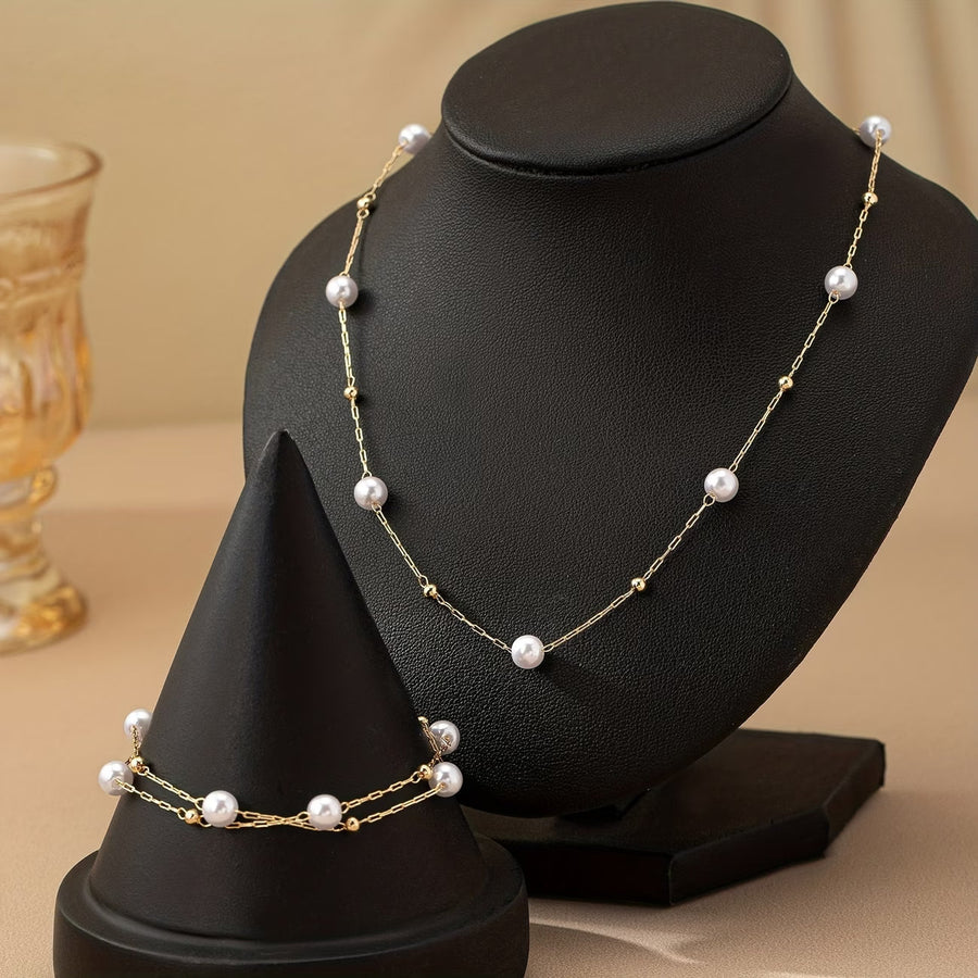 LILIANA | Elegant Pearl Chain Jewelry Set