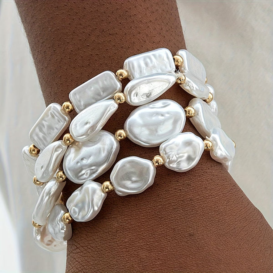 VALORA | Set of 4 Pearl Statement Bracelets