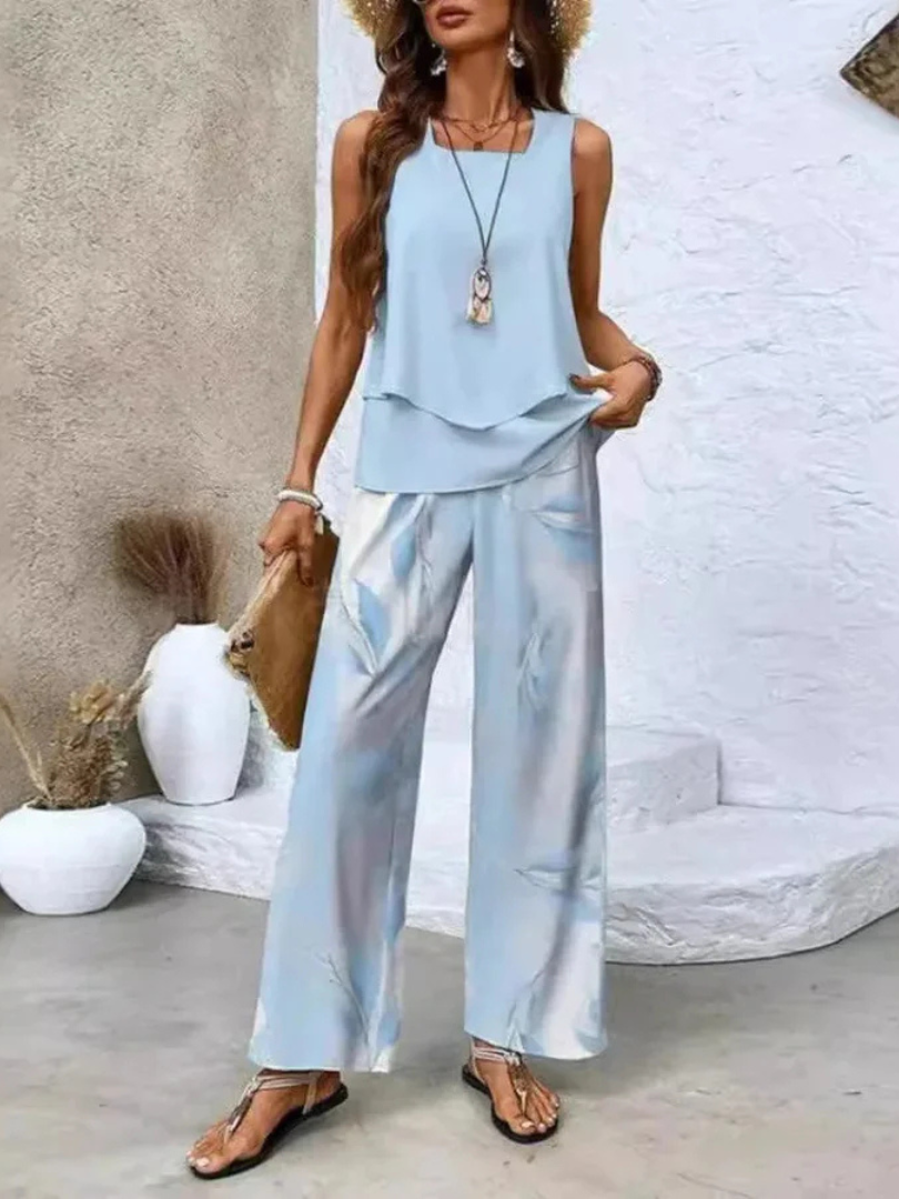 Ovelynra™ | Sleeveless Top & Wide-Leg Pants Ensemble