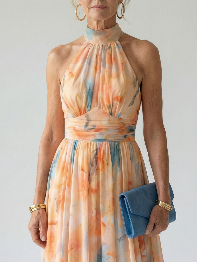 Violet & Grace™ | Elegant Soft Halter Midi Dress