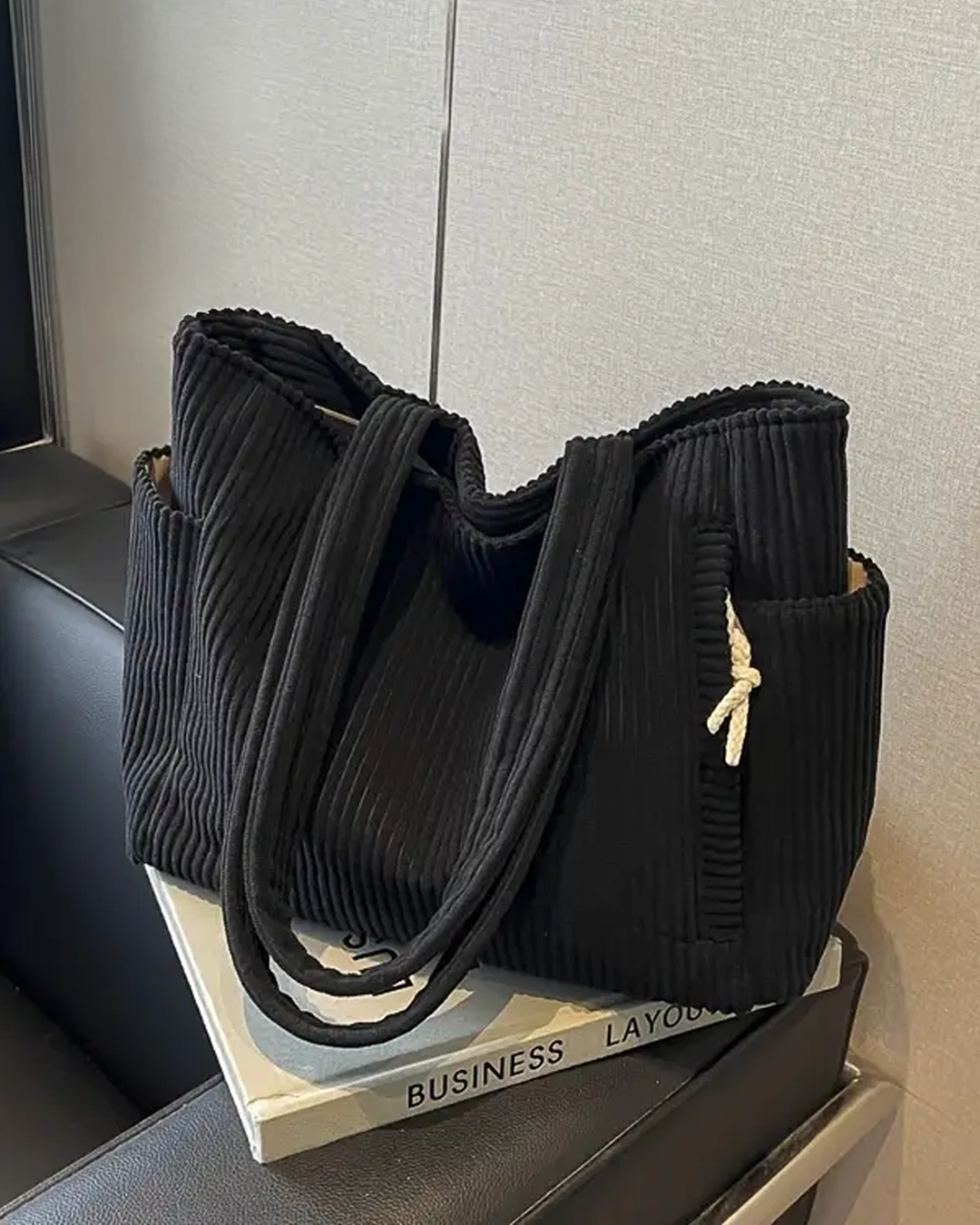 SYLVA | CORD-DETAIL RIBBED TOTE BAG