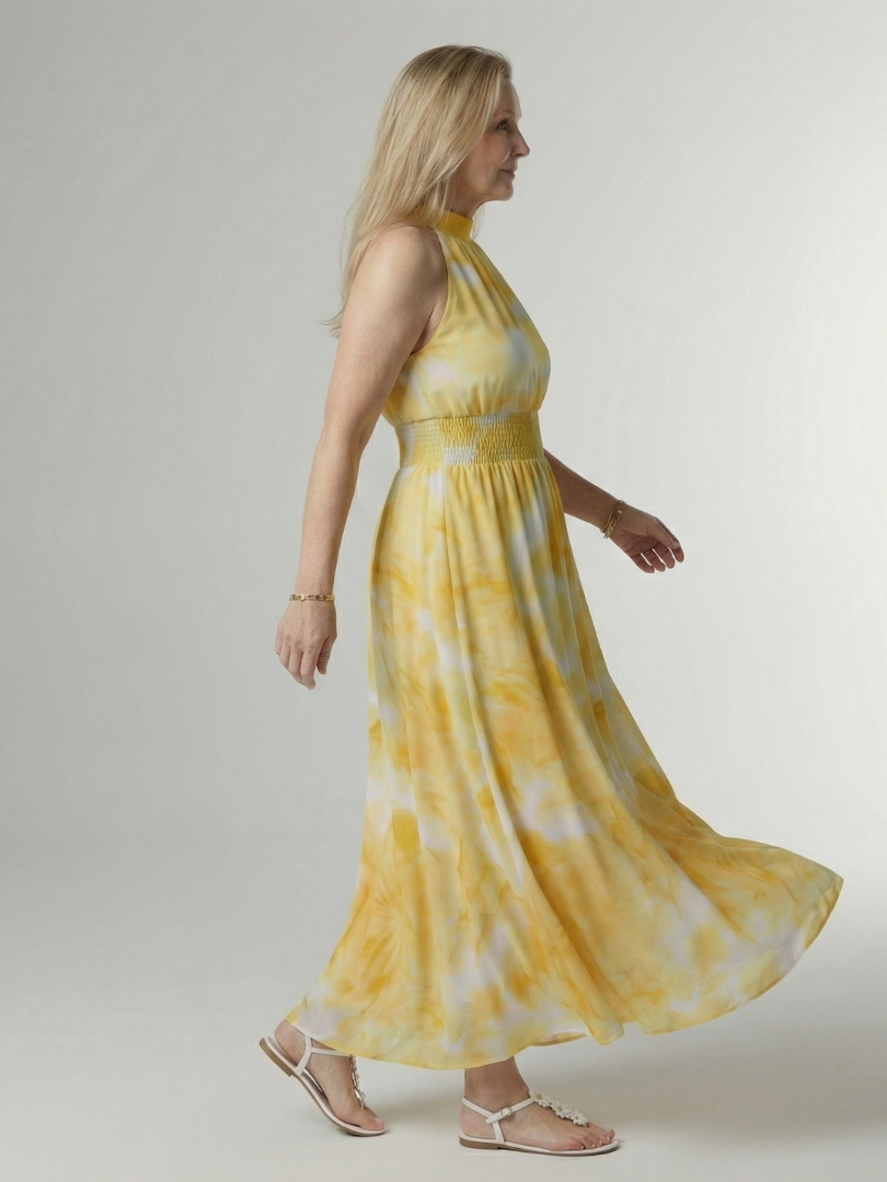 Sylin | Halter Midi Dress with Gathered Design