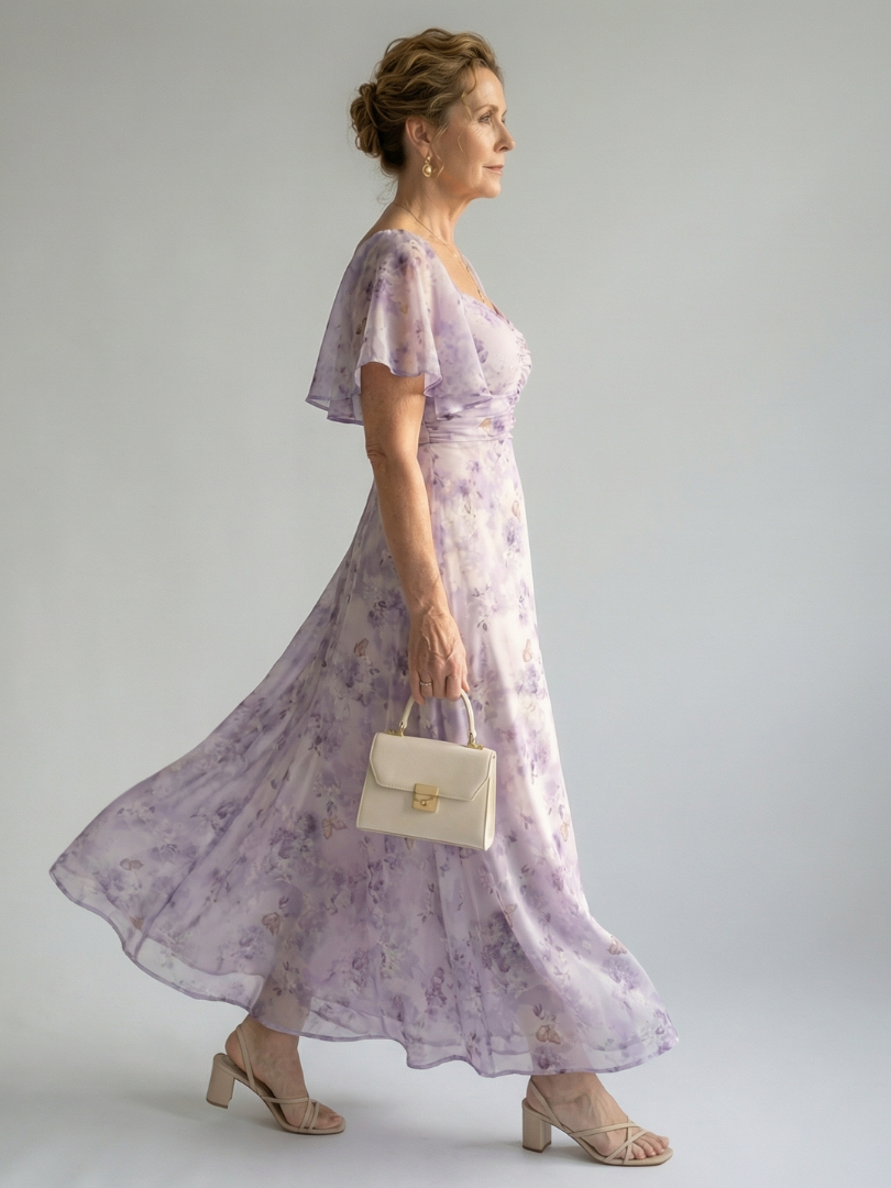 Vaelis | Midi Dress with Flutter Sleeves