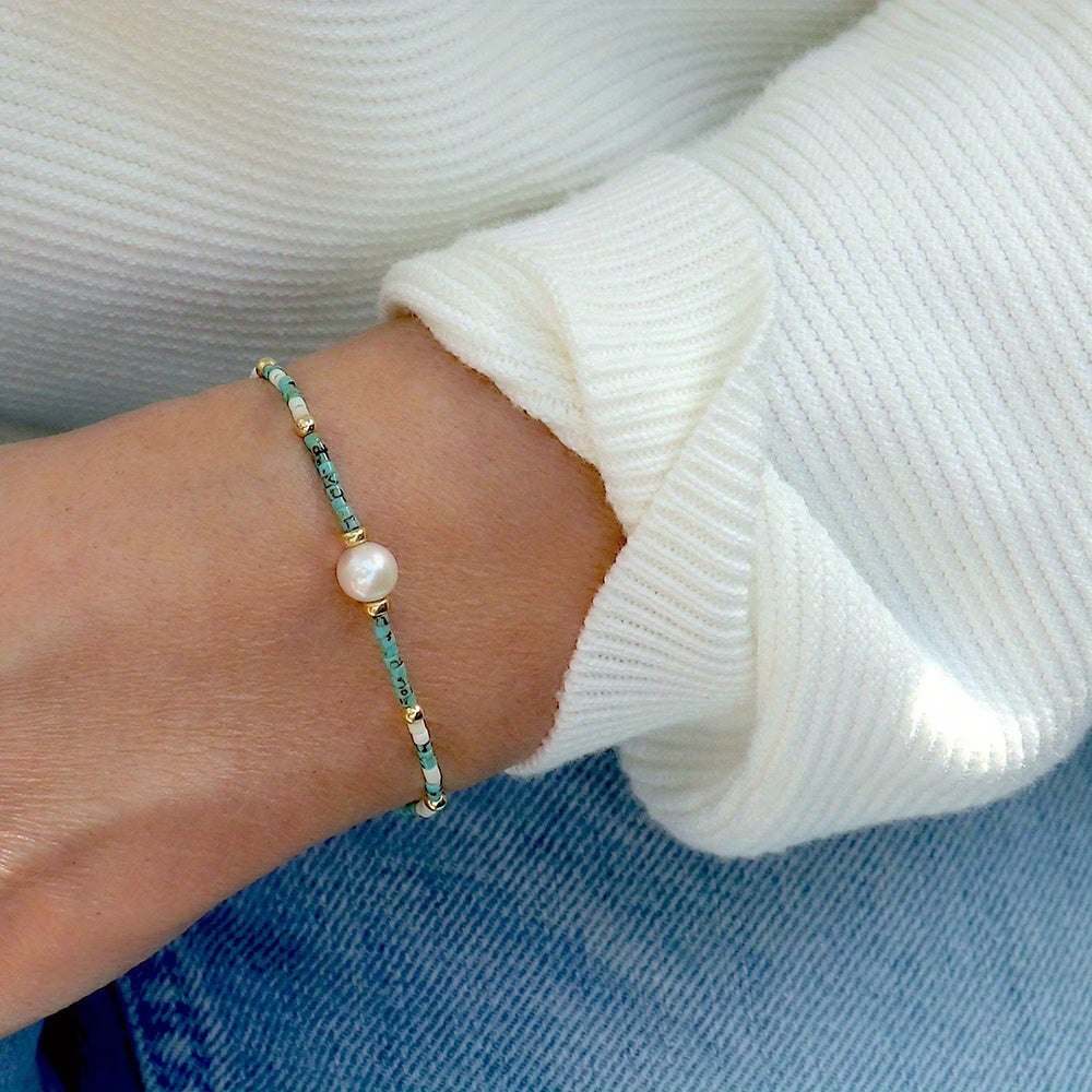 TESSA | Sleek Turquoise and Pearl Bracelet