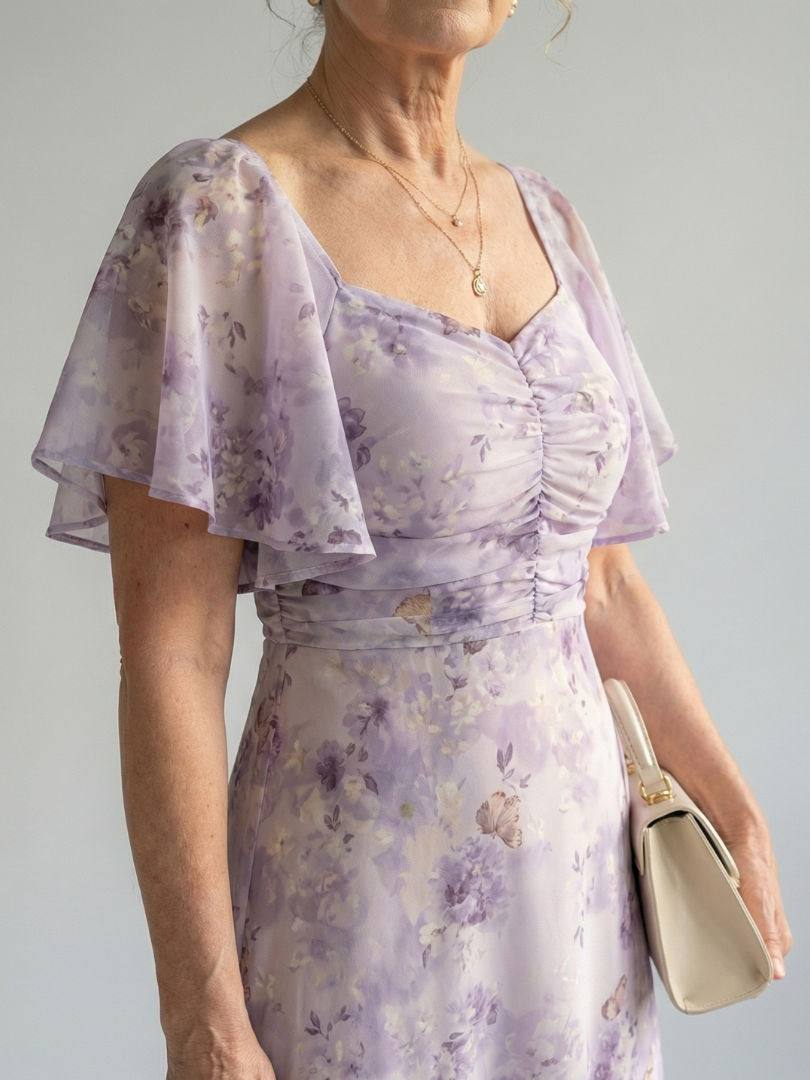 Vaelis | Midi Dress with Flutter Sleeves