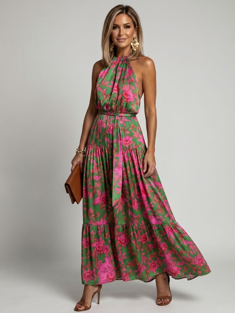 Rowen | Flowing Halter Midi Dress