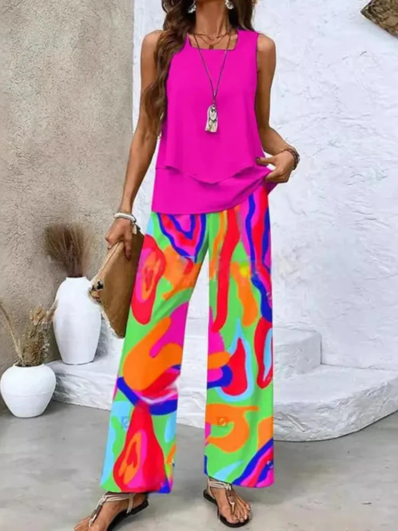 Ovelynra™ | Sleeveless Top & Wide-Leg Pants Ensemble