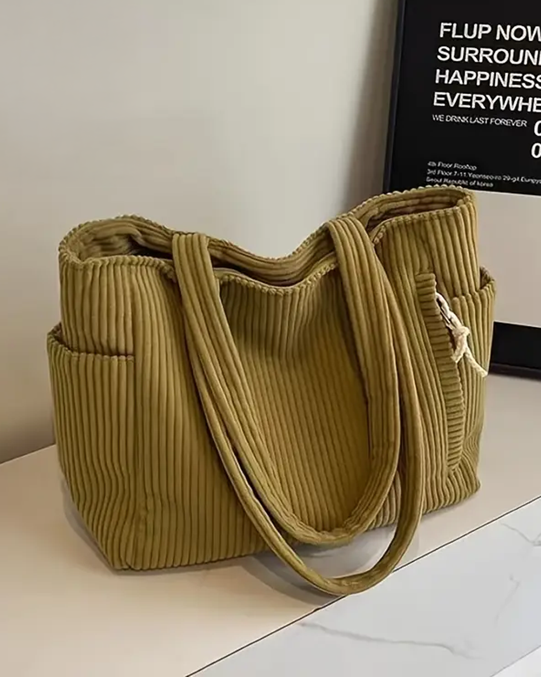SYLVA | CORD-DETAIL RIBBED TOTE BAG