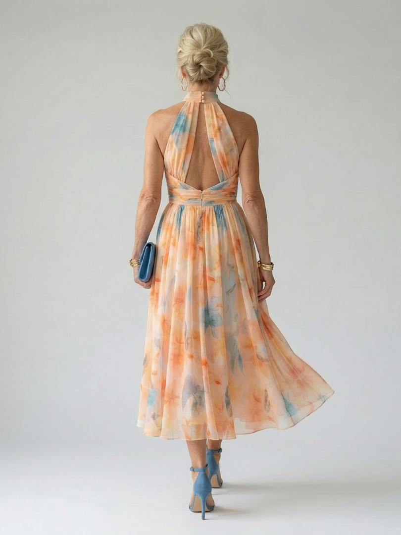 Violet & Grace™ | Elegant Soft Halter Midi Dress