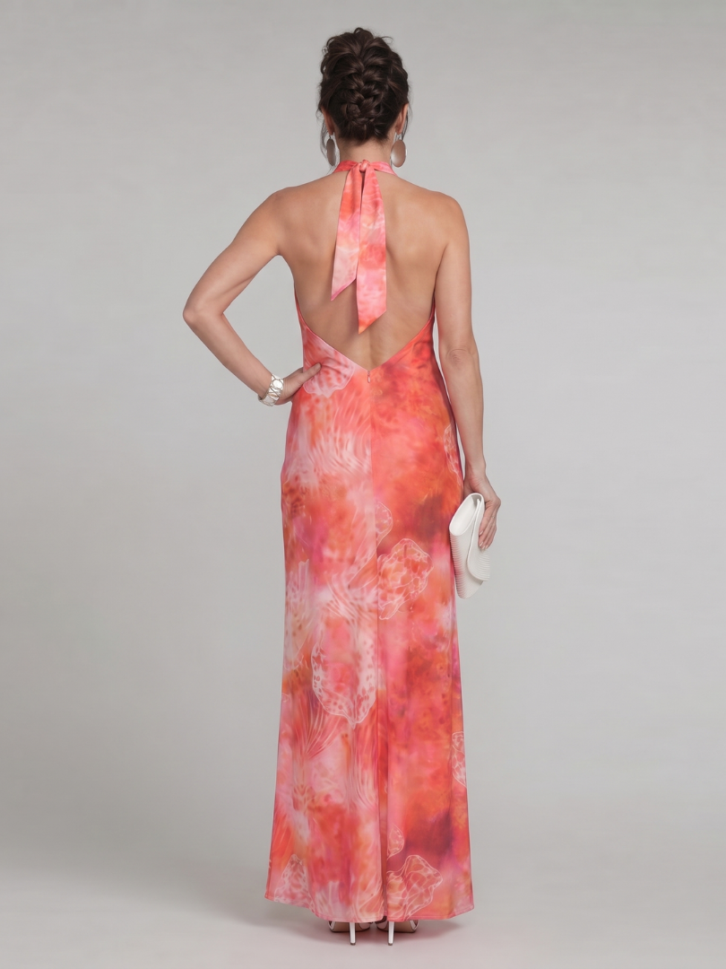 Coraline | Maxi Dress with Halter Neck and Printed Design