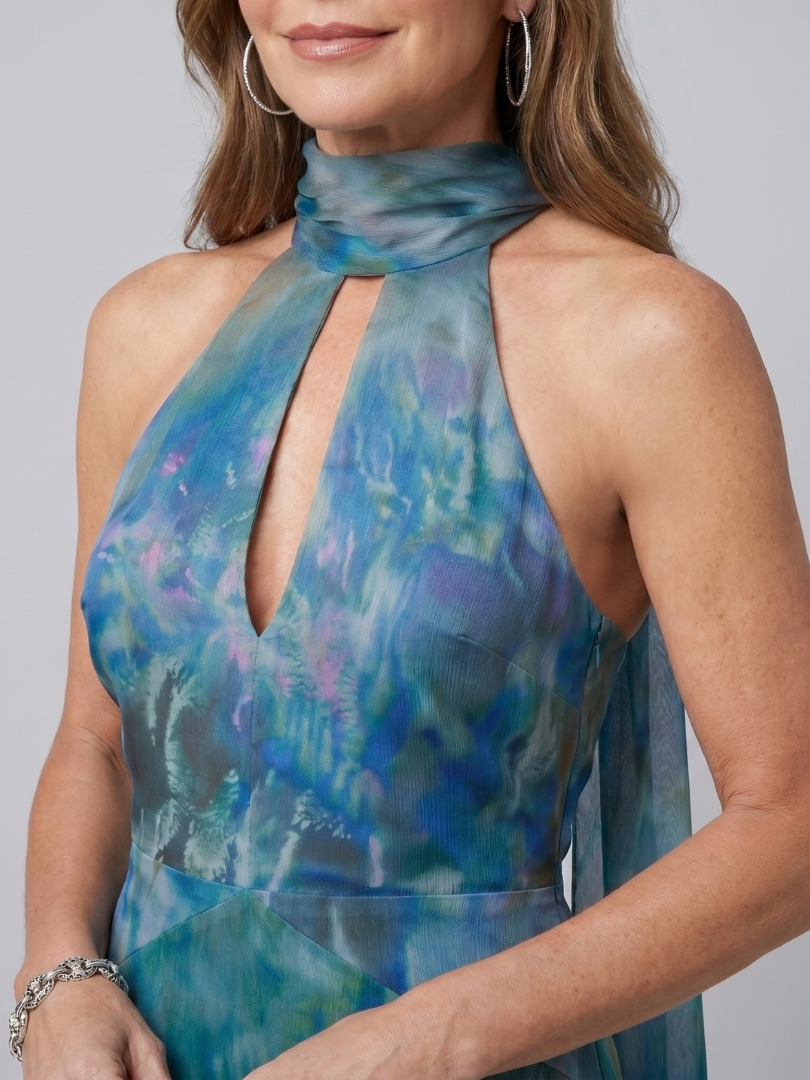 Juniper | Sleeveless Maxi Dress with Keyhole Halter Neck
