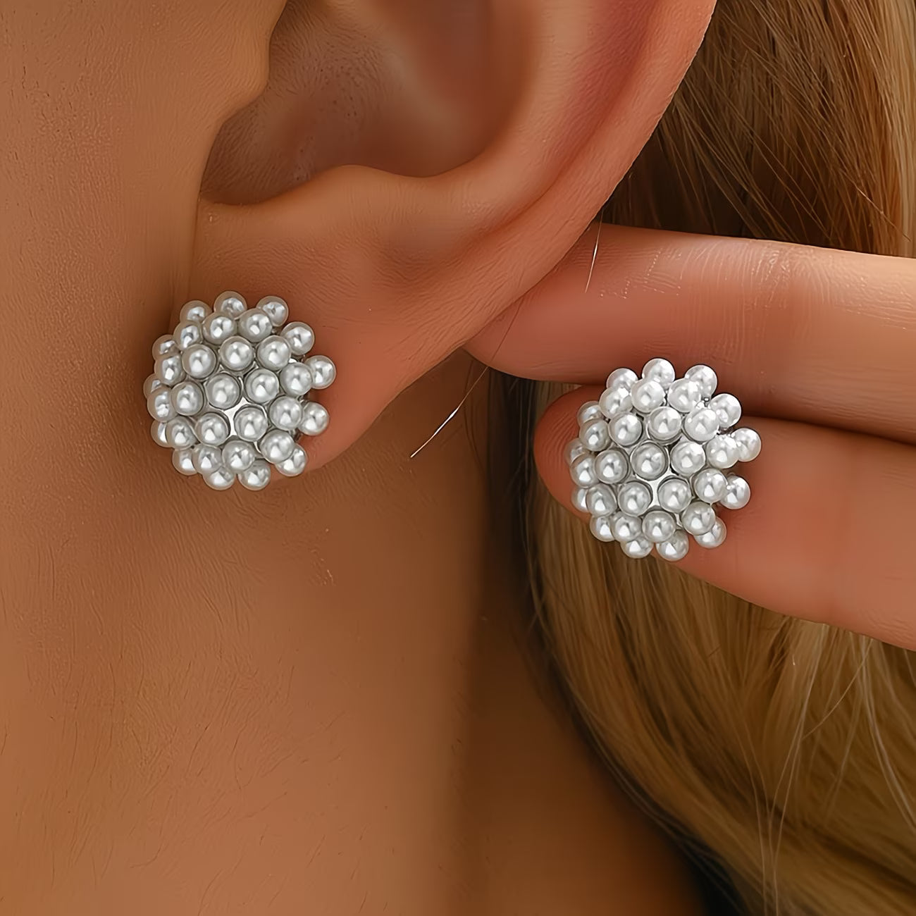 SERENA | Pearl Dome Stud Earrings