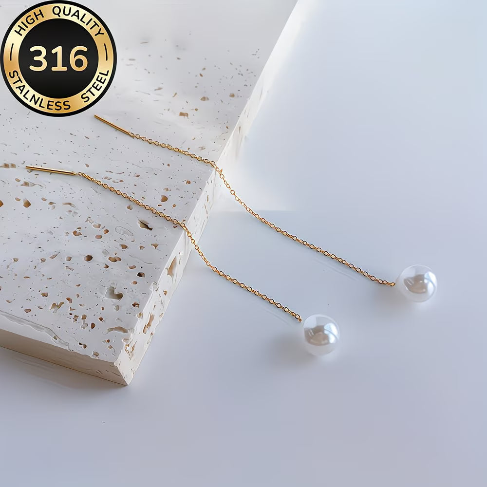 Adeline | Elegant Long Tassel Pearl Earrings