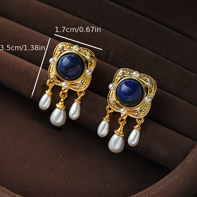 SAPPHIRA | Elegant Royal Blue Pearl Chandelier Earrings
