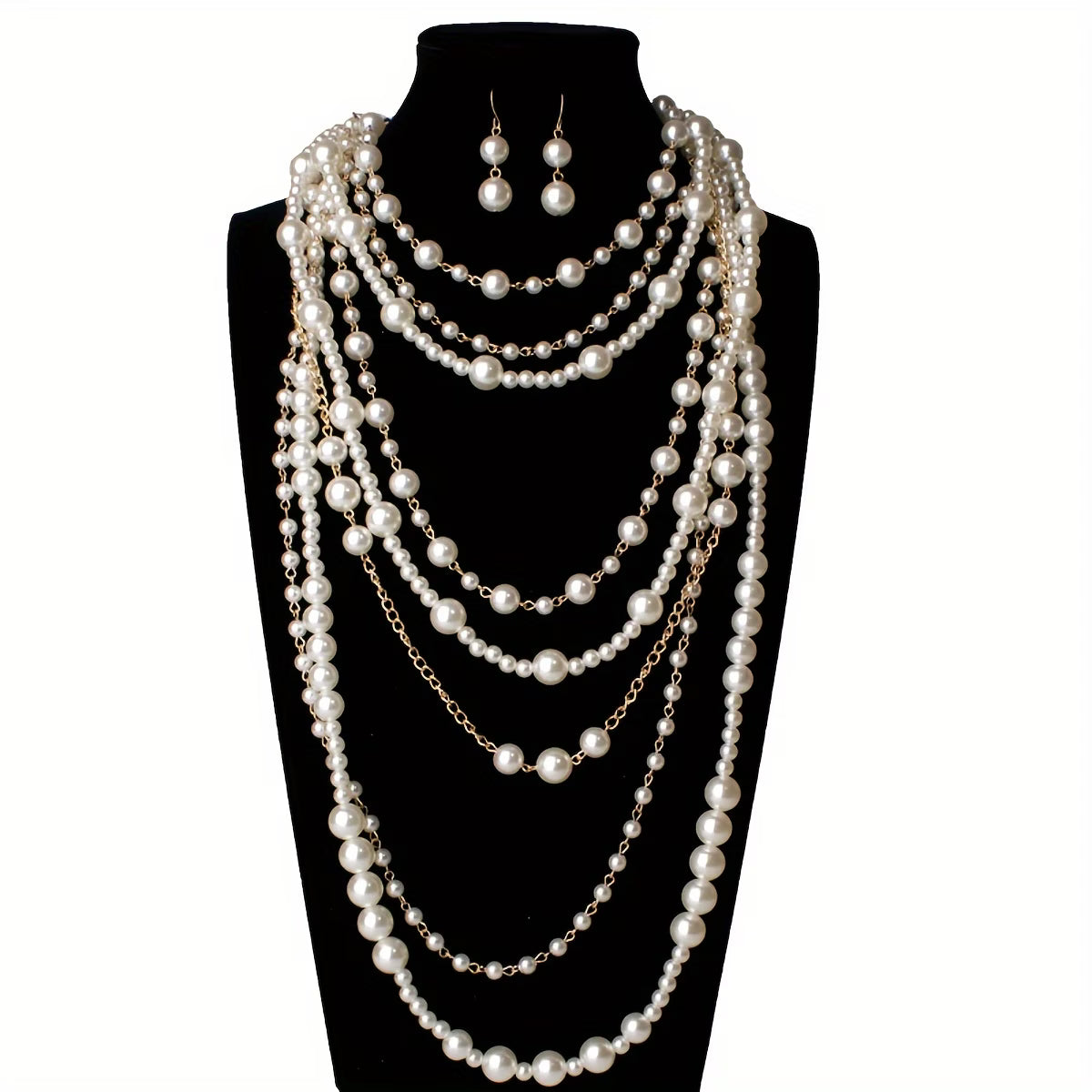 ZARIA | Bohemian Multi-Layer Pearl Statement Jewelry Set