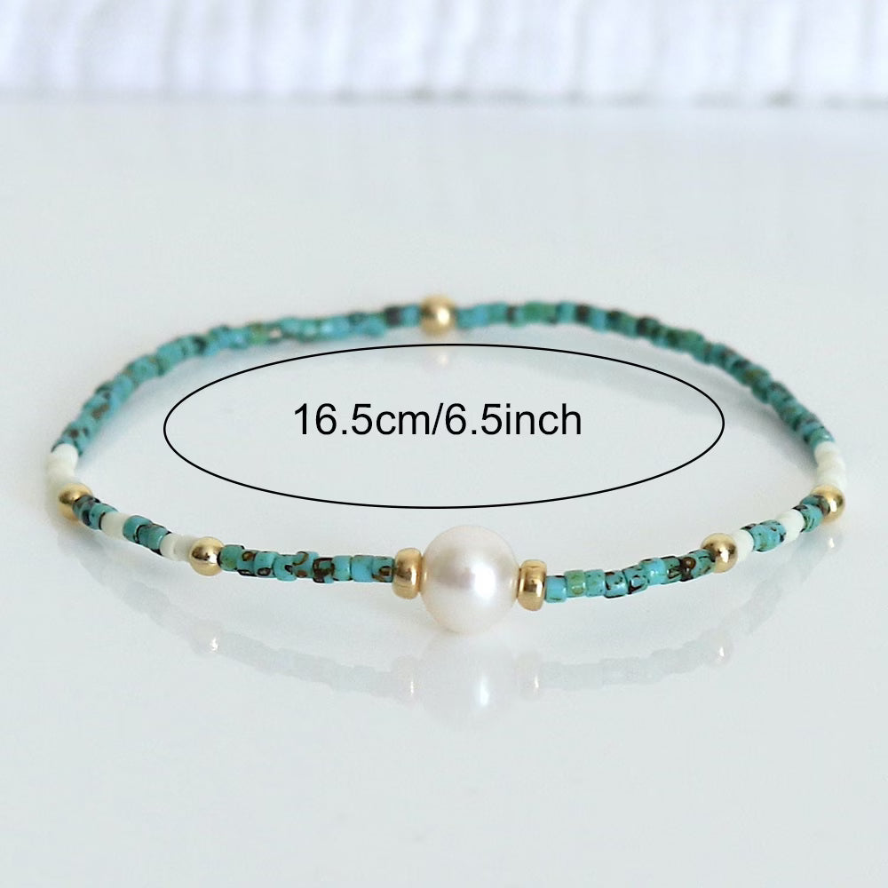 TESSA | Sleek Turquoise and Pearl Bracelet