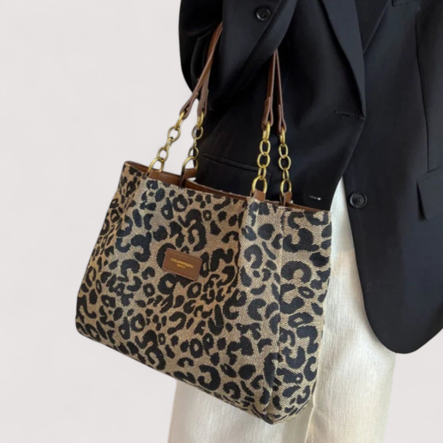 Lévrier – Leopard Print Canvas Tote Bag