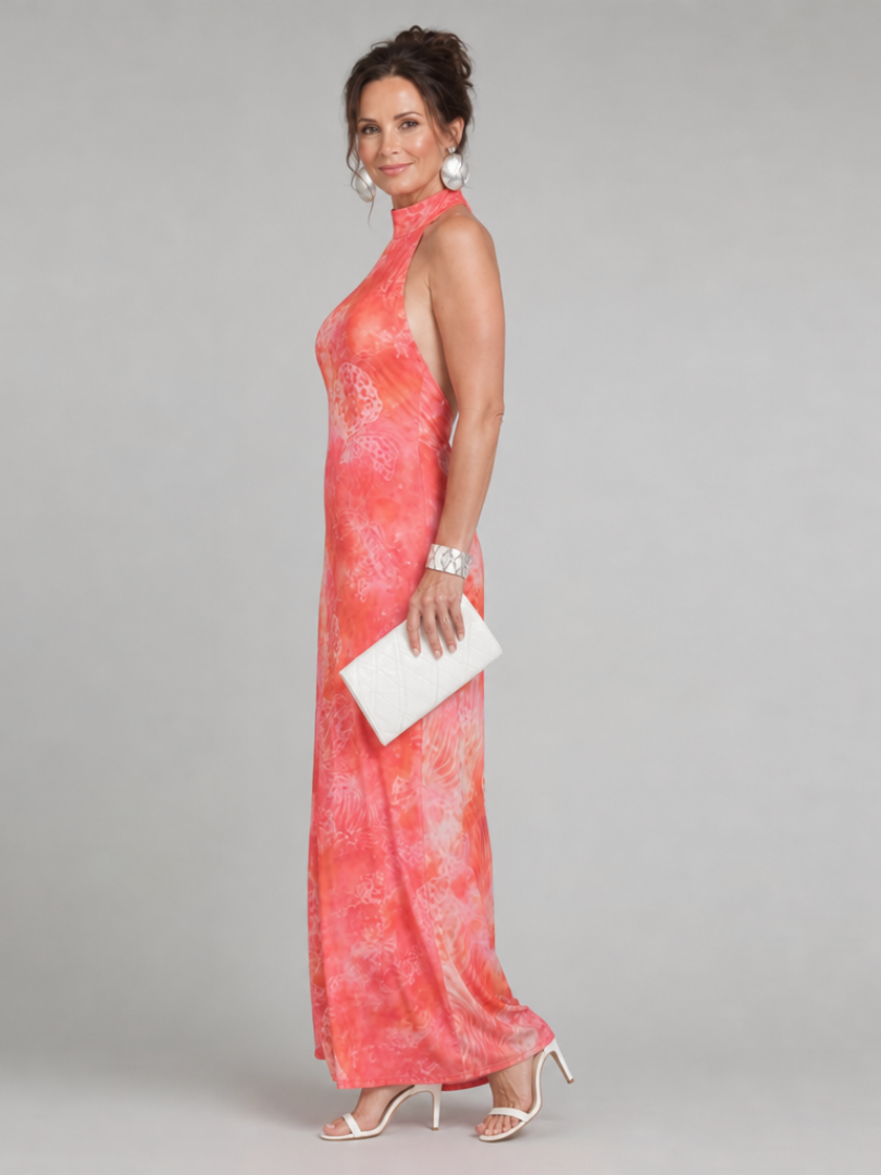 Coraline | Maxi Dress with Halter Neck and Printed Design