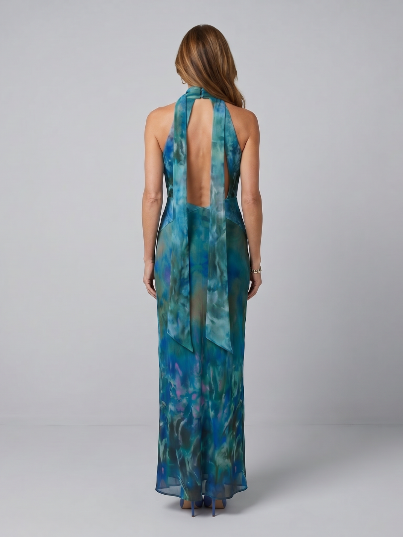 Juniper | Sleeveless Maxi Dress with Keyhole Halter Neck