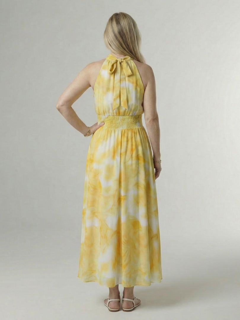 Sylin | Halter Midi Dress with Gathered Design