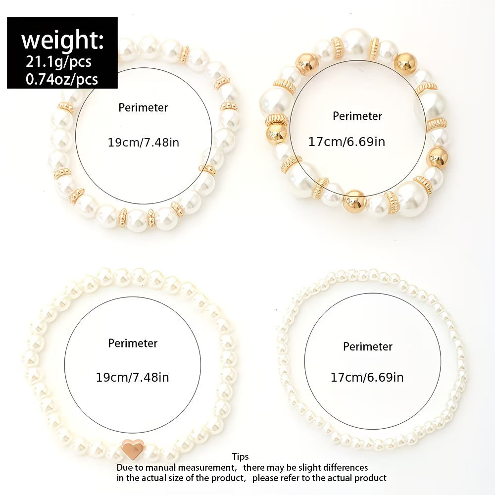 MARCELLA | Set of 4 Pearl Stacking Bracelets