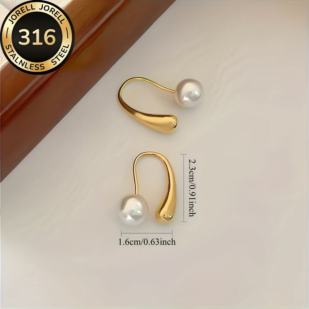 ELARA | Sleek Arc Pearl Earrings