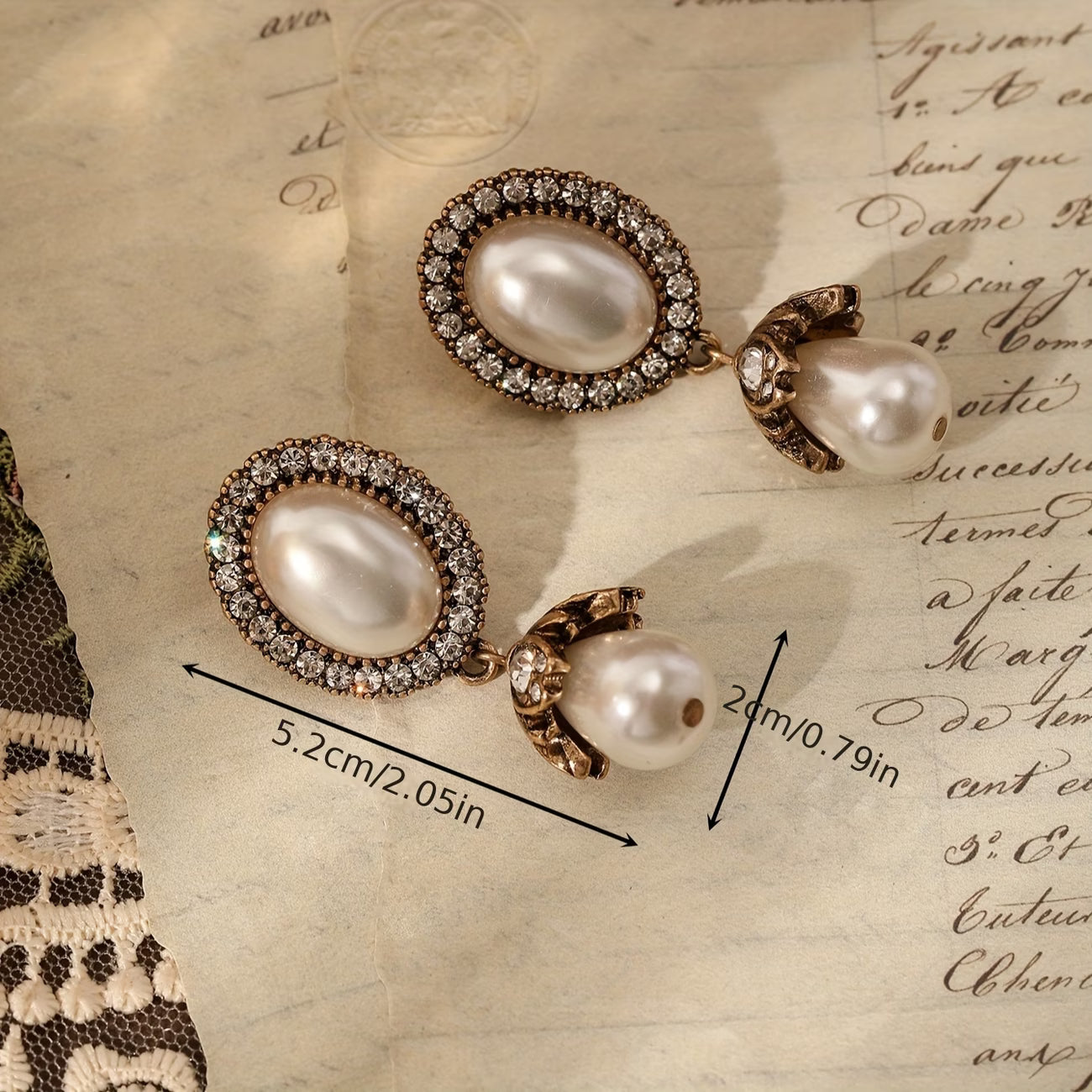 Eloise Vintage Pearl Frame Drop Earrings