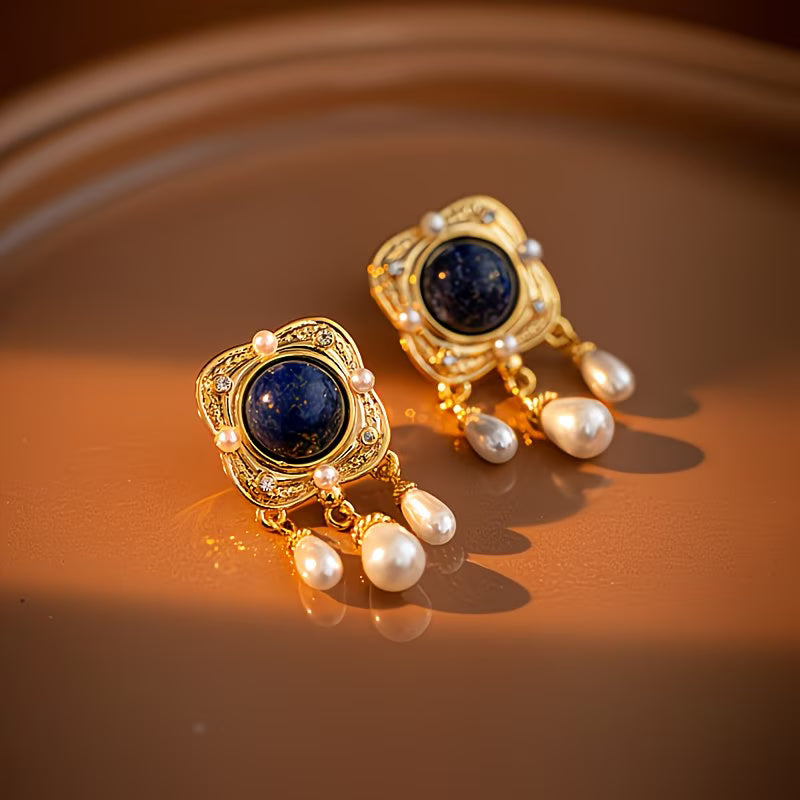 SAPPHIRA | Elegant Royal Blue Pearl Chandelier Earrings