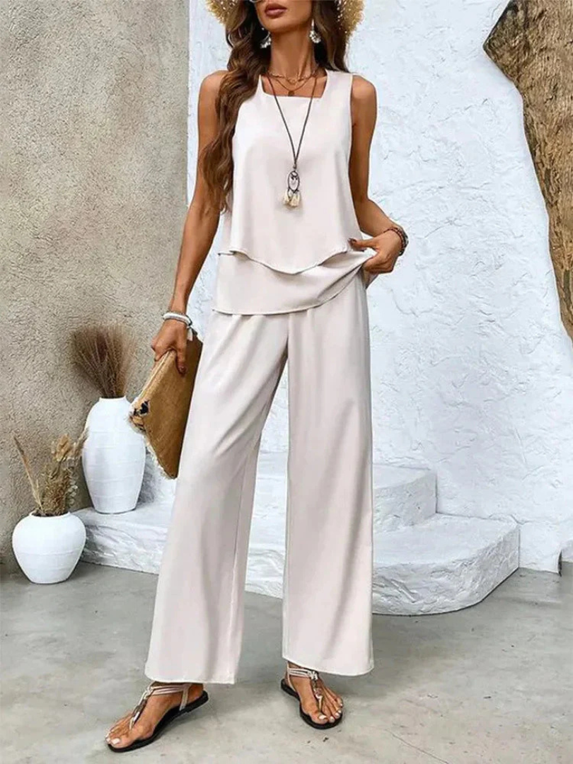 Ovelynra™ | Sleeveless Top & Wide-Leg Pants Ensemble