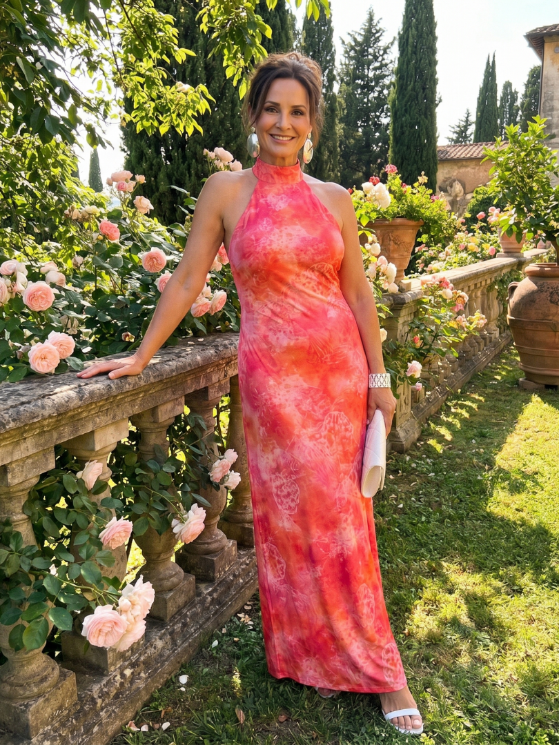 Coraline | Maxi Dress with Halter Neck and Printed Design
