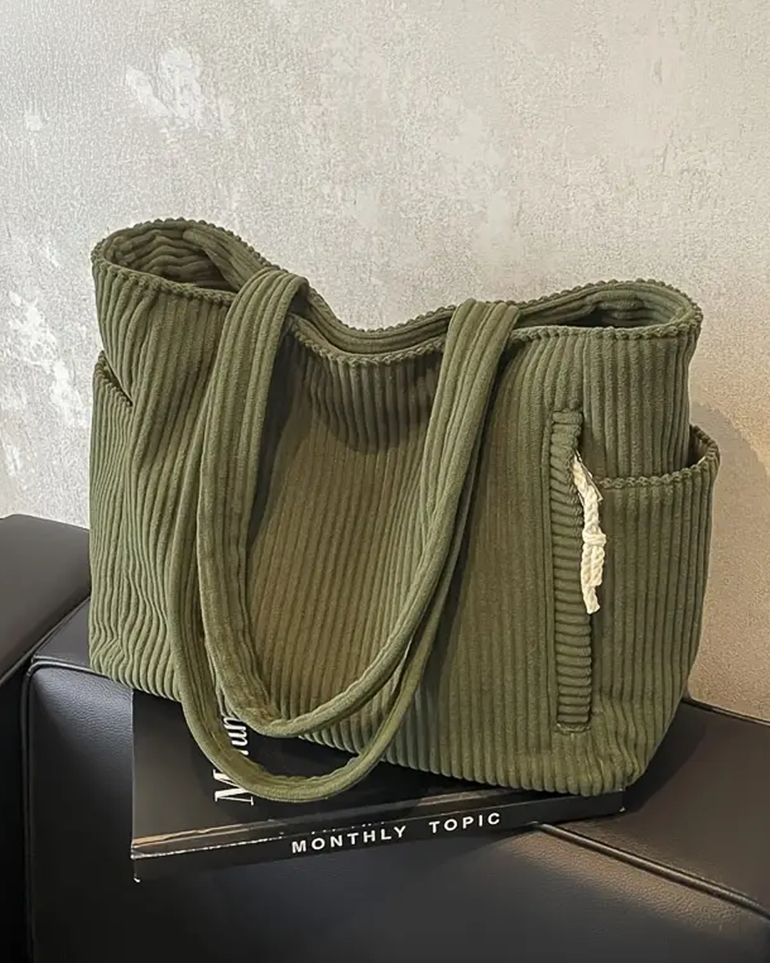 SYLVA | CORD-DETAIL RIBBED TOTE BAG