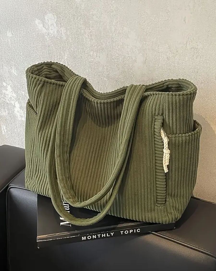 SYLVA | CORD-DETAIL RIBBED TOTE BAG