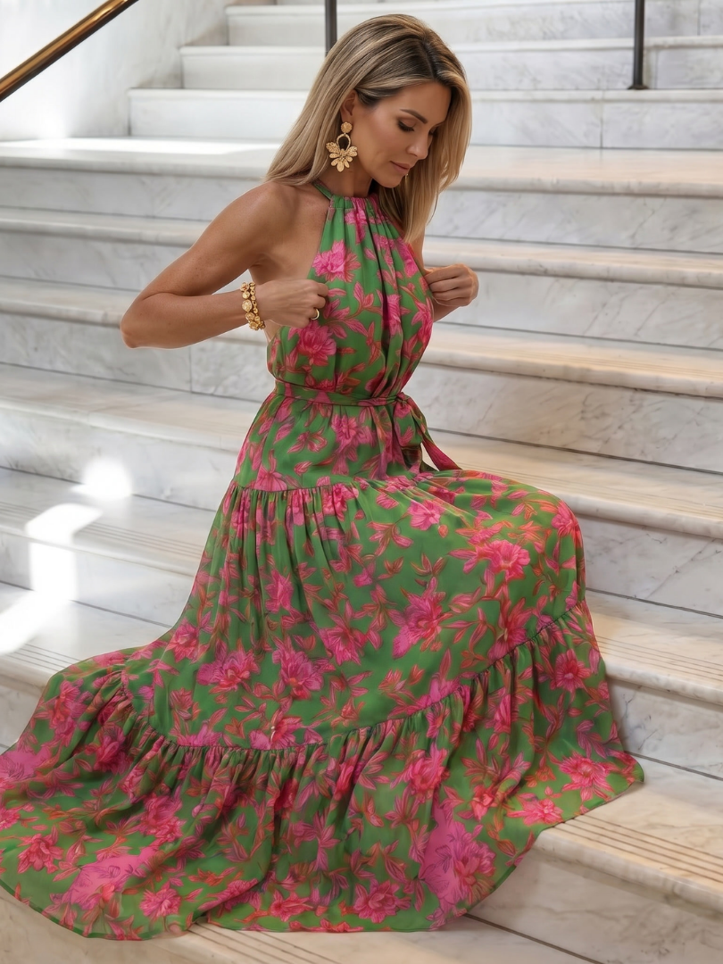 Rowen | Flowing Halter Midi Dress
